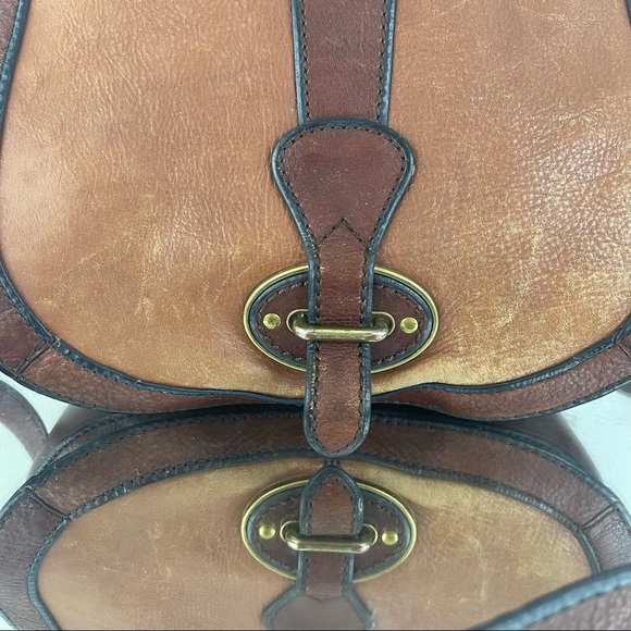 FOSSIL Vintage Reissue Dual Tone Brown Leather Flap Crossbody Messenger Bag - Picture 3 of 16